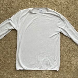 Zara white thin long sleeve shirt L